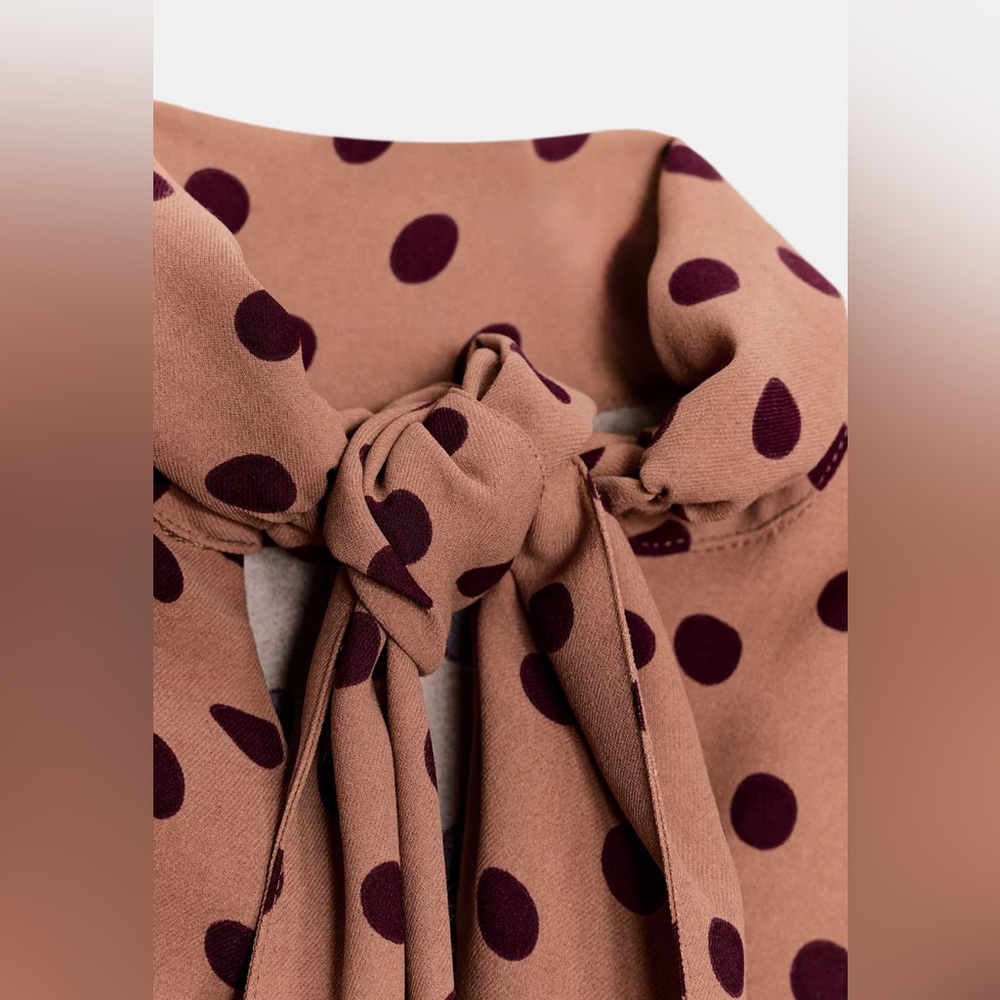 NWT ZARA TIED POLKA DOT MIDI DRESS - Picture 7 of 8